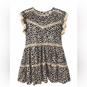 By Together Leopard Print Lace Trim Babydoll Dress / Tunic